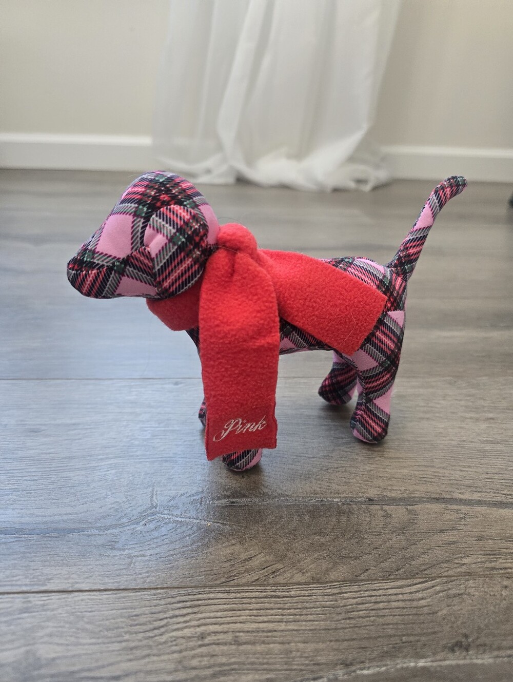 Victorias Secret Pink Plaid Dog With Scarf
